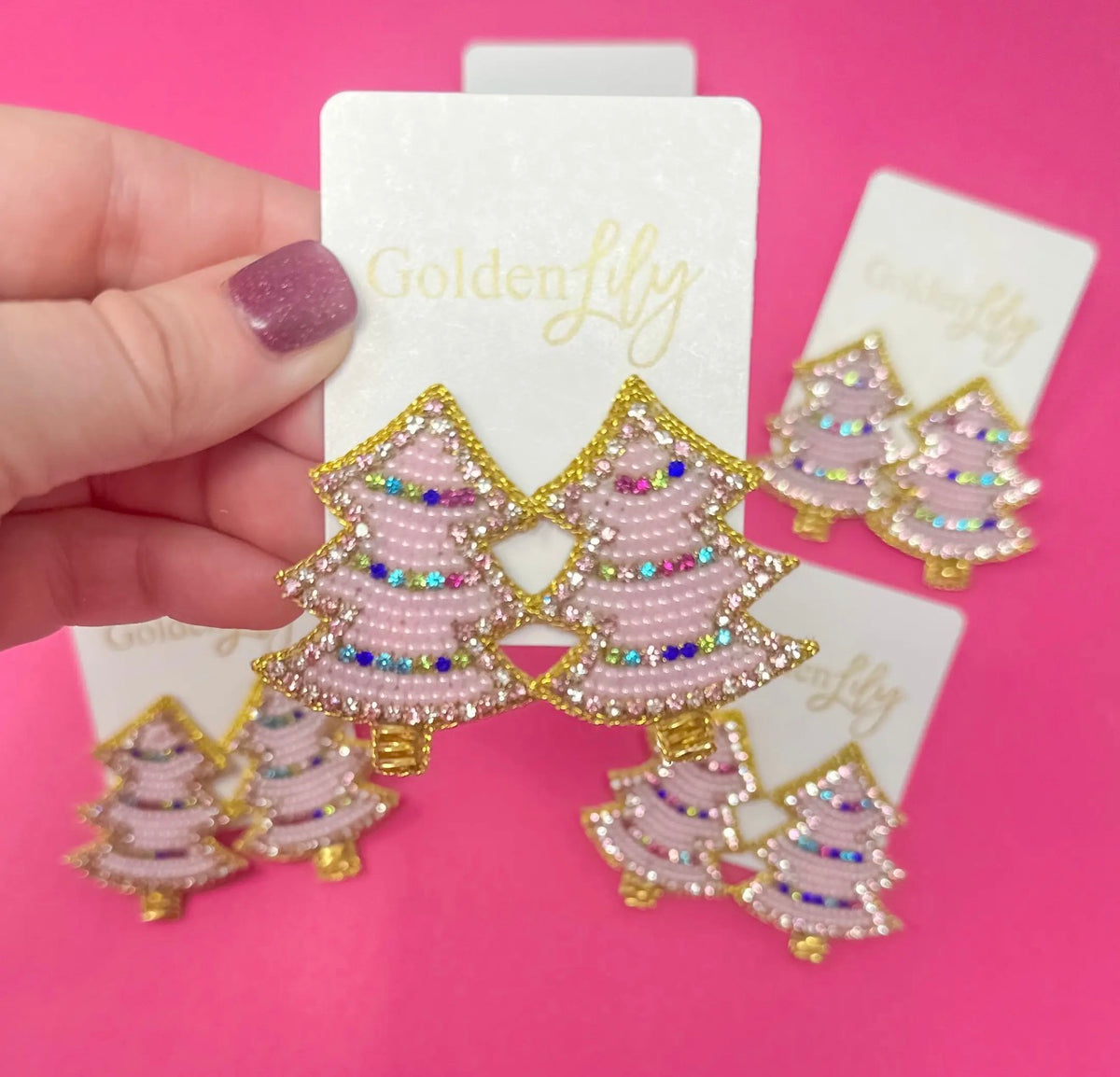 Oh, Pinkmas Tree Earrings