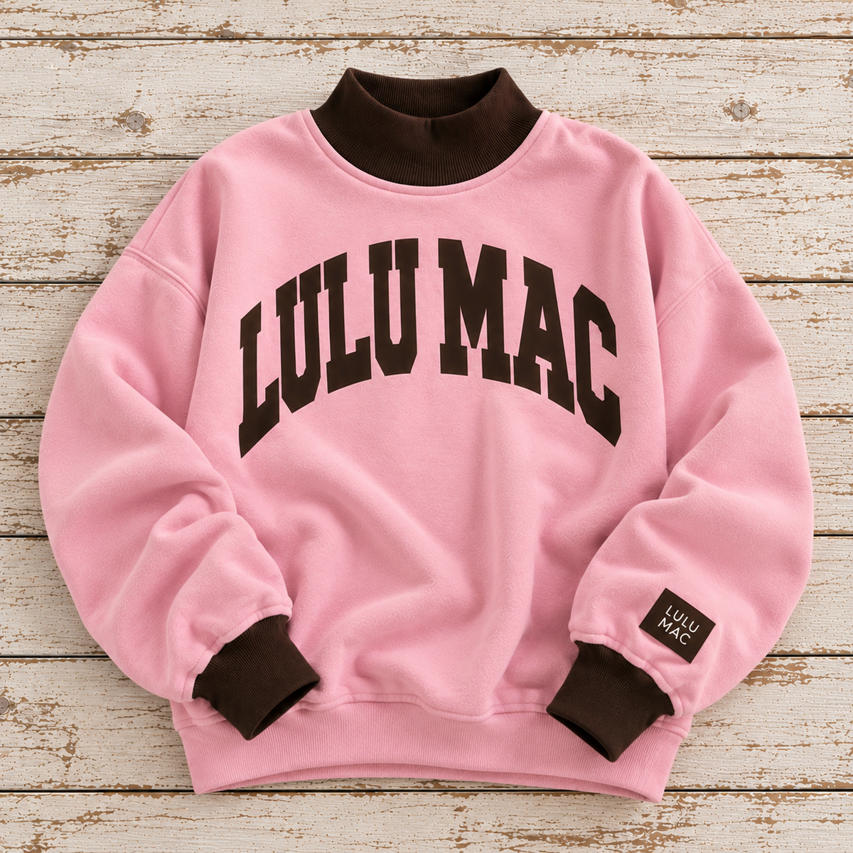 Pink & Brown ‘Lulu Mac’ Mockneck