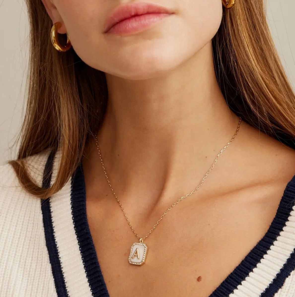Initial Shell Charm Necklace