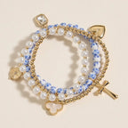 Pearl Beaded Charm Layered Bracelet