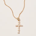 Gold Cross Pendant | Necklace with Pearls