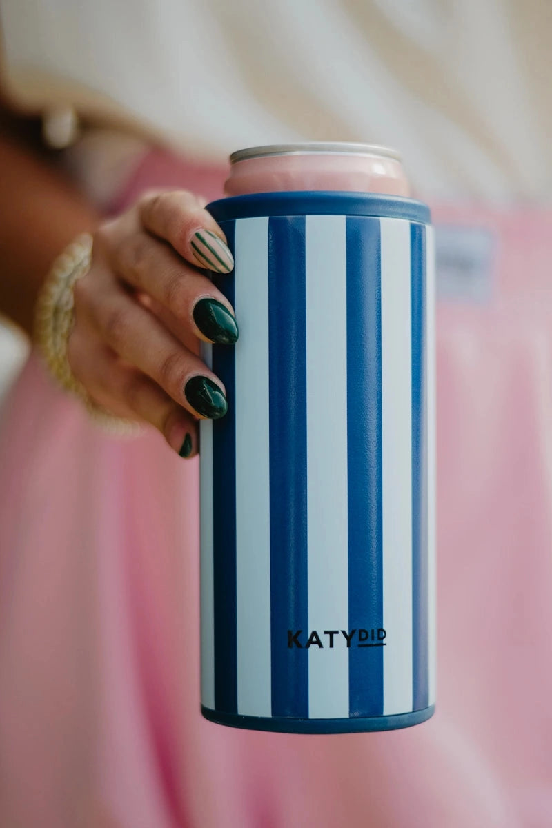 Light Blue and Navy Koozie Slim Can Cooler